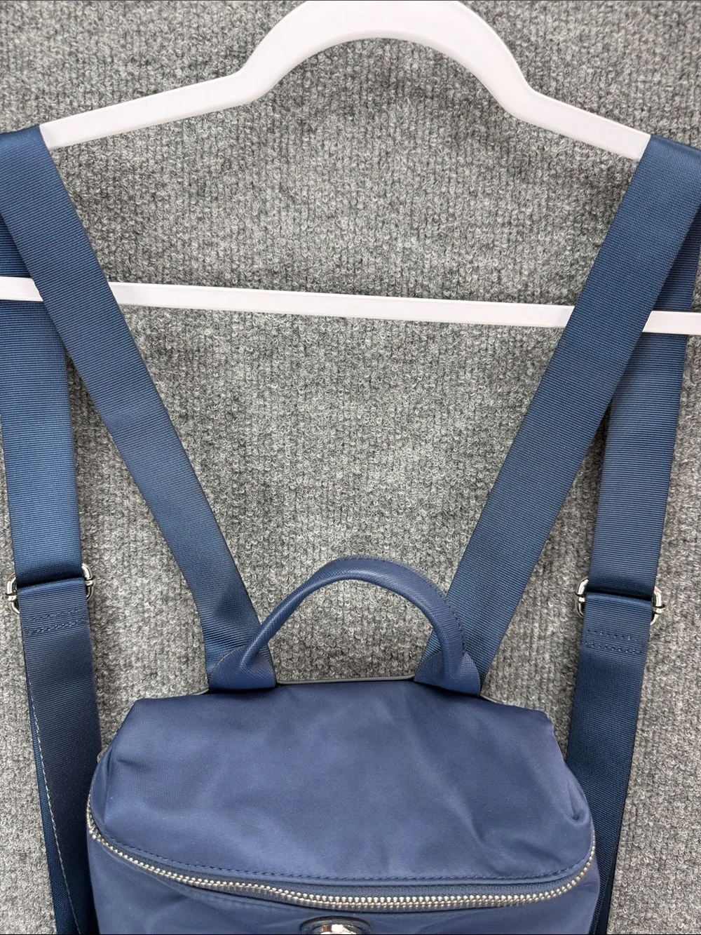 Giani Bernini Navy Nylon Compact Backpack with Front Zip Pocket
